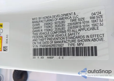 2024 Honda Cr-V Hybrid Sport Touring from USA, damaged, VIN 7FARS6H92RE076927